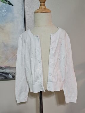 3 for $10 🤍 Carter's White Pointelle Heart Cardigan Sweater 4T